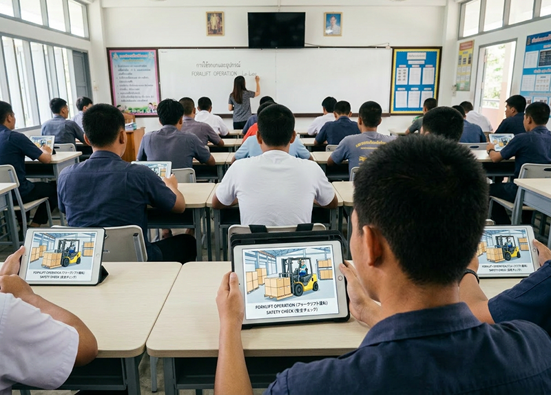 フォークリフトのタブレット試験スタートしました